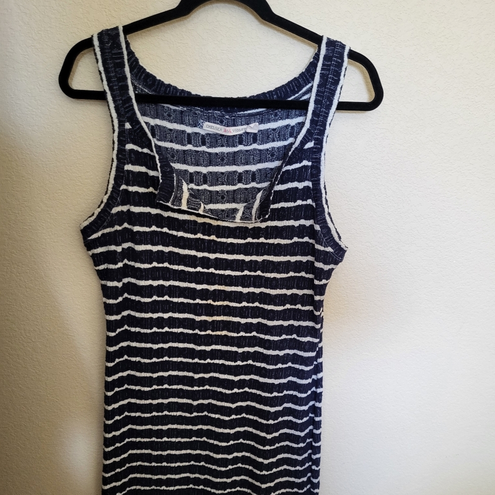 Chelsea And Violet Sleeveless Striped Dress - Navy and White